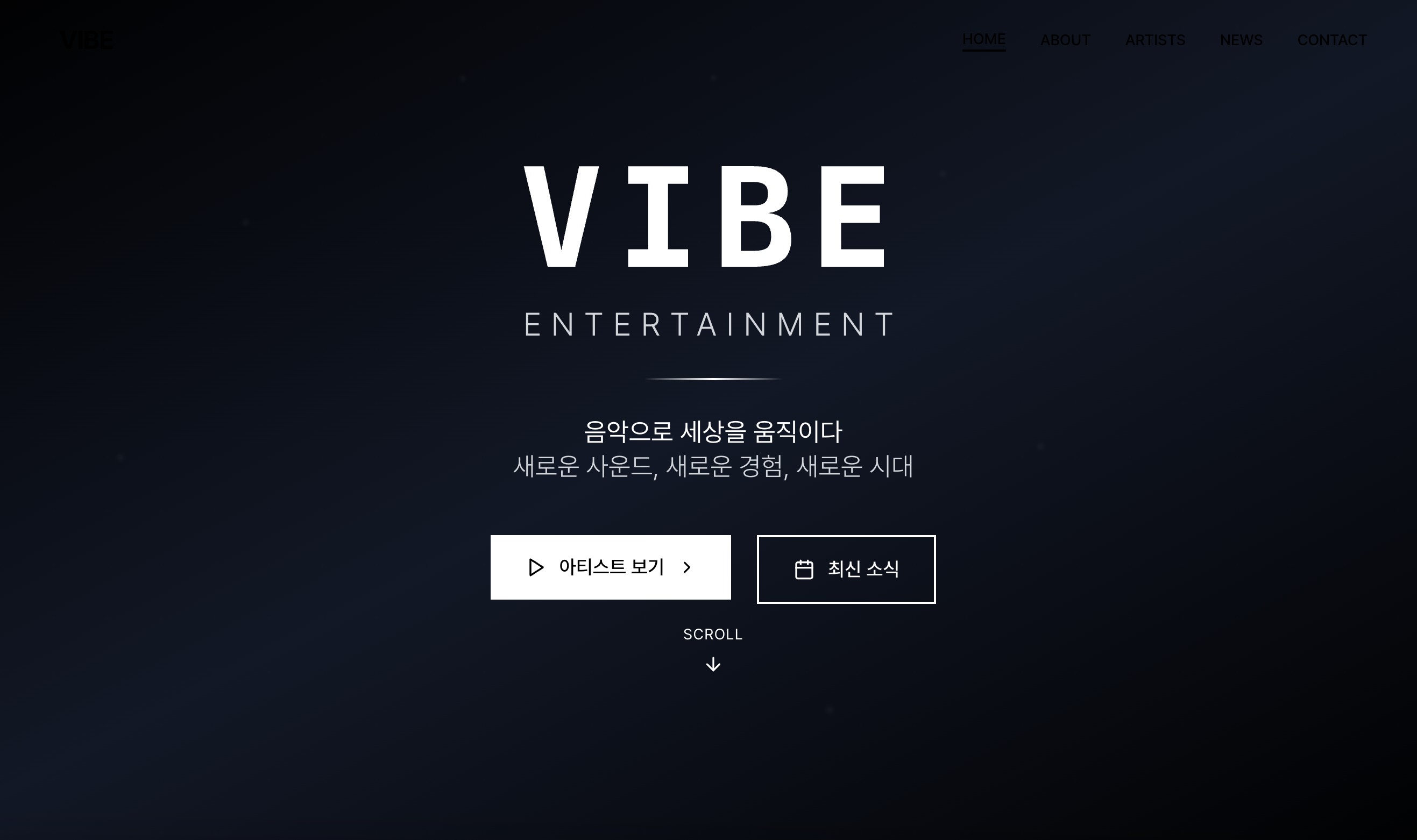 바이브 엔터테인먼트 웹사이트